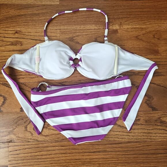 Purple & White bikini, XL top, Medium bottom - Picture 3 of 3